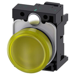 Pulsador 3SU, 22mm, plástico, amarillo, resorte