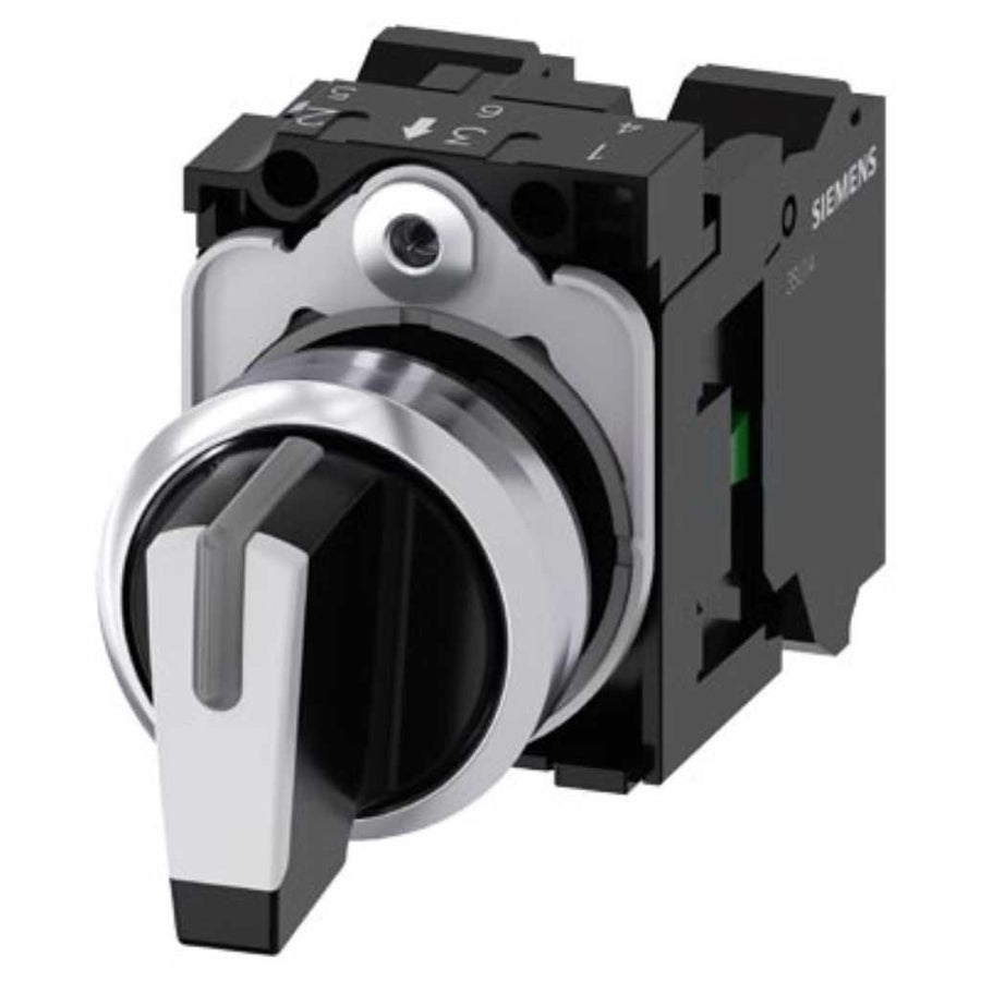 Selector 3SU, 22mm, metal, blanco, 1NA, resorte