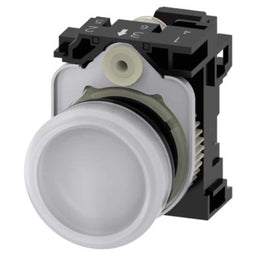 Pulsador 3SU, 22mm, plástico, blanco, resorte