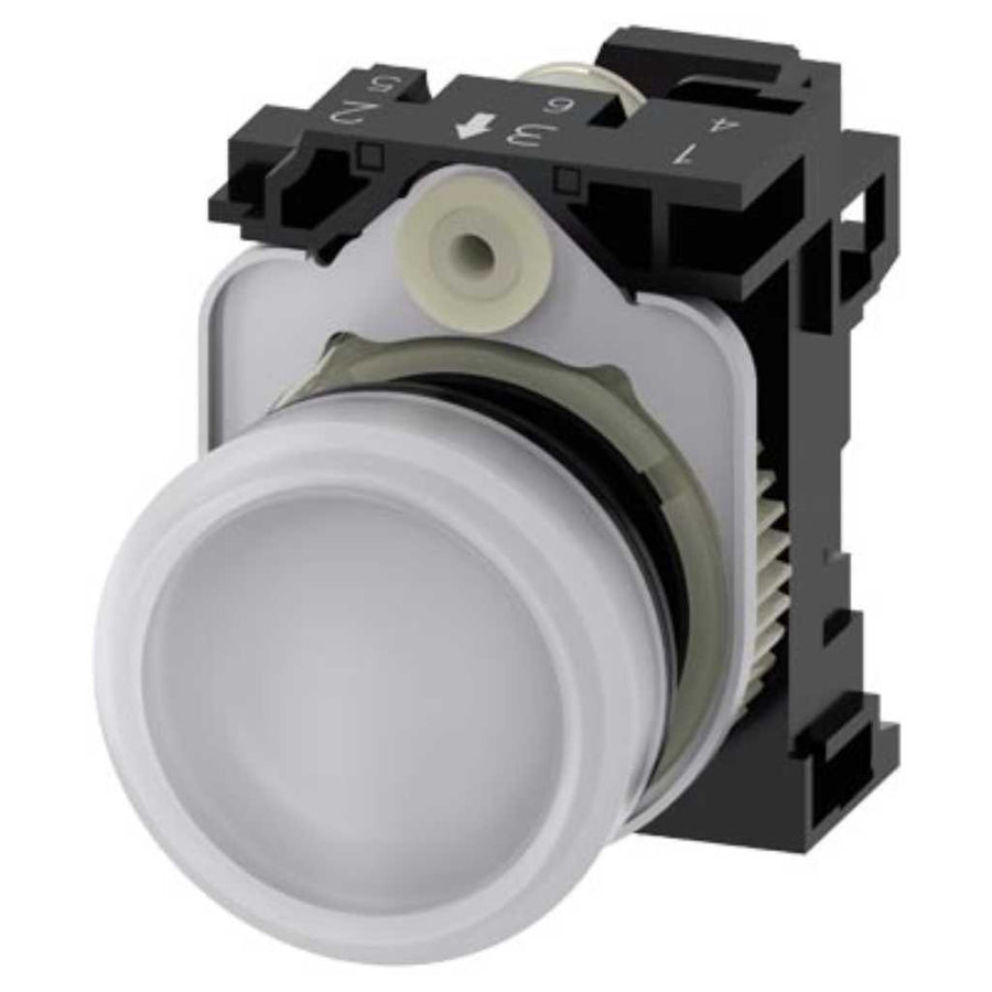 Pulsador 3SU, 22mm, plástico, blanco, resorte