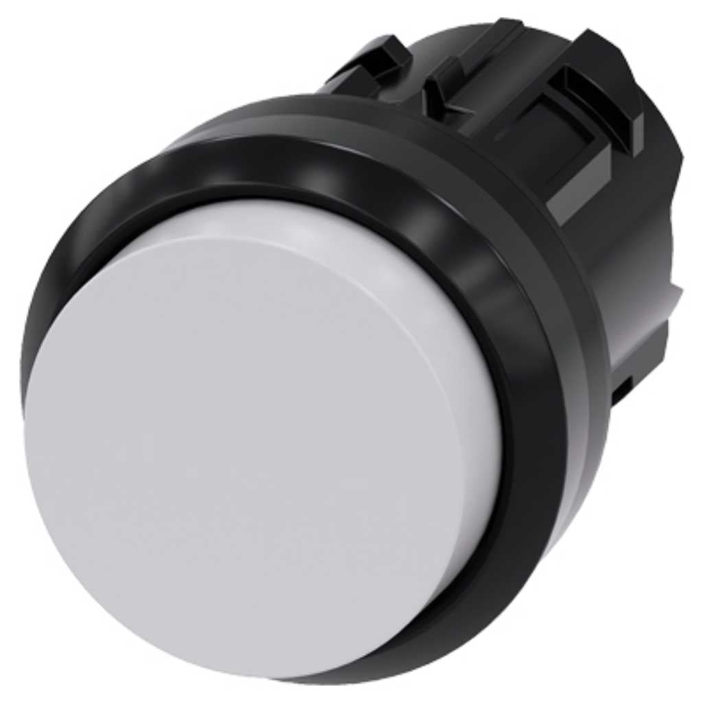 Cabeza pulsador 3SU, 22mm, plástico, blanco, saliente