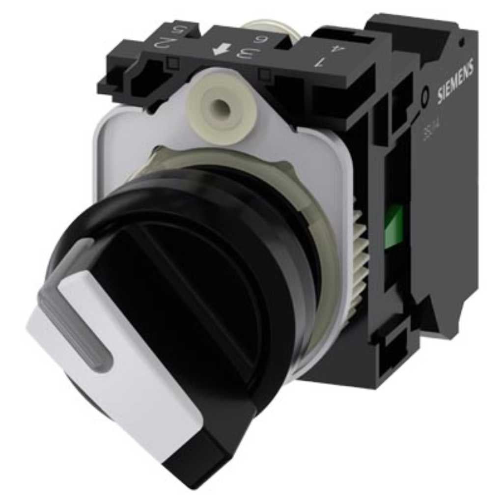 Selector 3SU, 22mm, plástico, blanco, 1NA, resorte