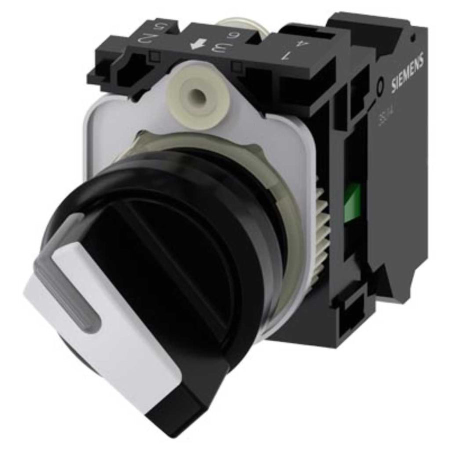 Selector 3SU, 22mm, plástico, blanco, 1NA, resorte