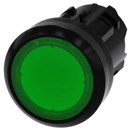 Cabeza pulsador 3SU, 22mm, plástico, verde, rasante