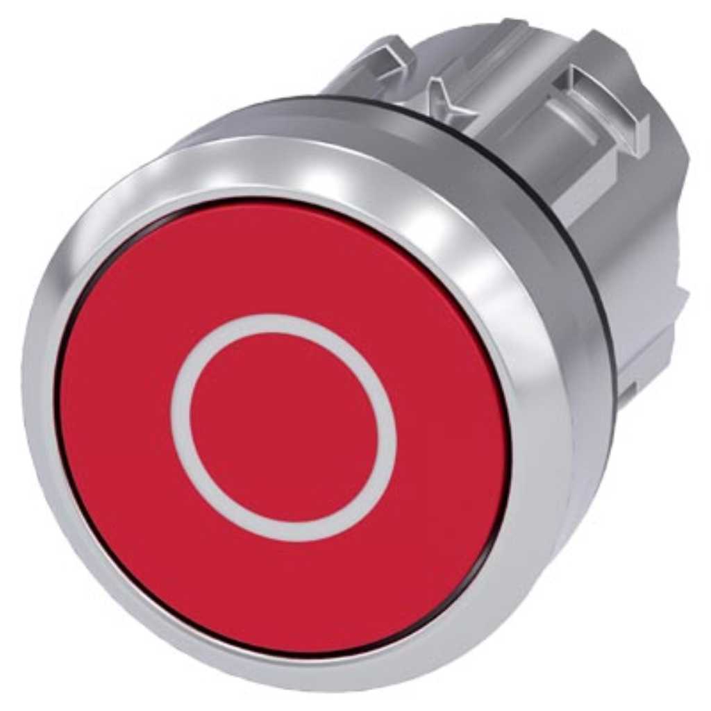 Cabeza pulsador 3SU, 22mm, metal, rojo, rasante