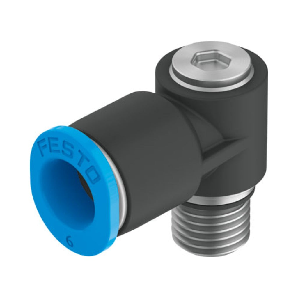 Racor mini codo QSML, M7, tubo 6 mm