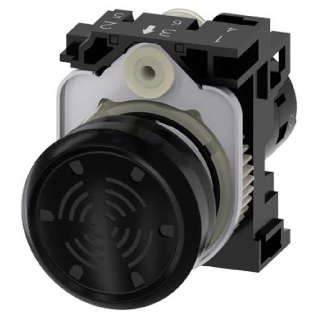 Pulsador 3SU, 22mm, plástico, negro, tornillo