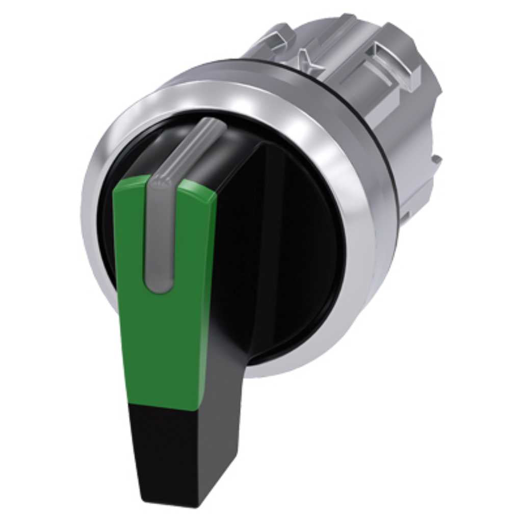 Cabeza selector 3SU, 22mm, metal, verde, selector