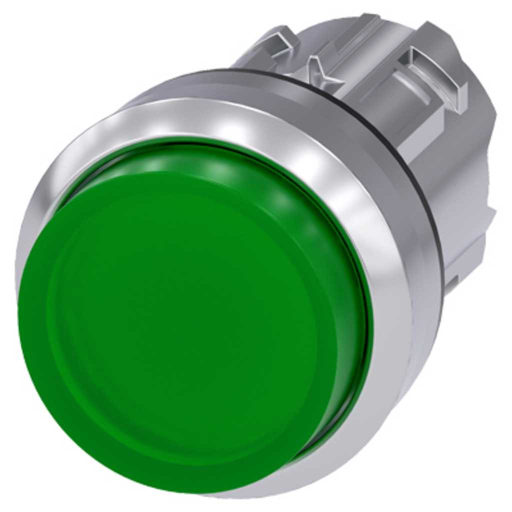 Cabeza pulsador 3SU, 22mm, metal, verde, saliente