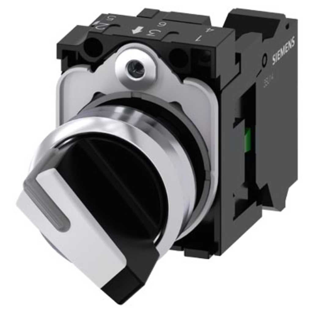 Selector 3SU, 22mm, metal, blanco, 1NA, resorte