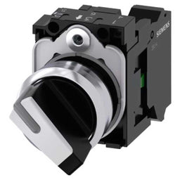 Selector 3SU, 22mm, metal, blanco, 1NA, resorte