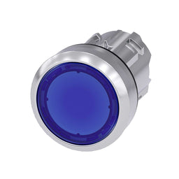 Cabeza pulsador 3SU, 22mm, metal, azul, rasante