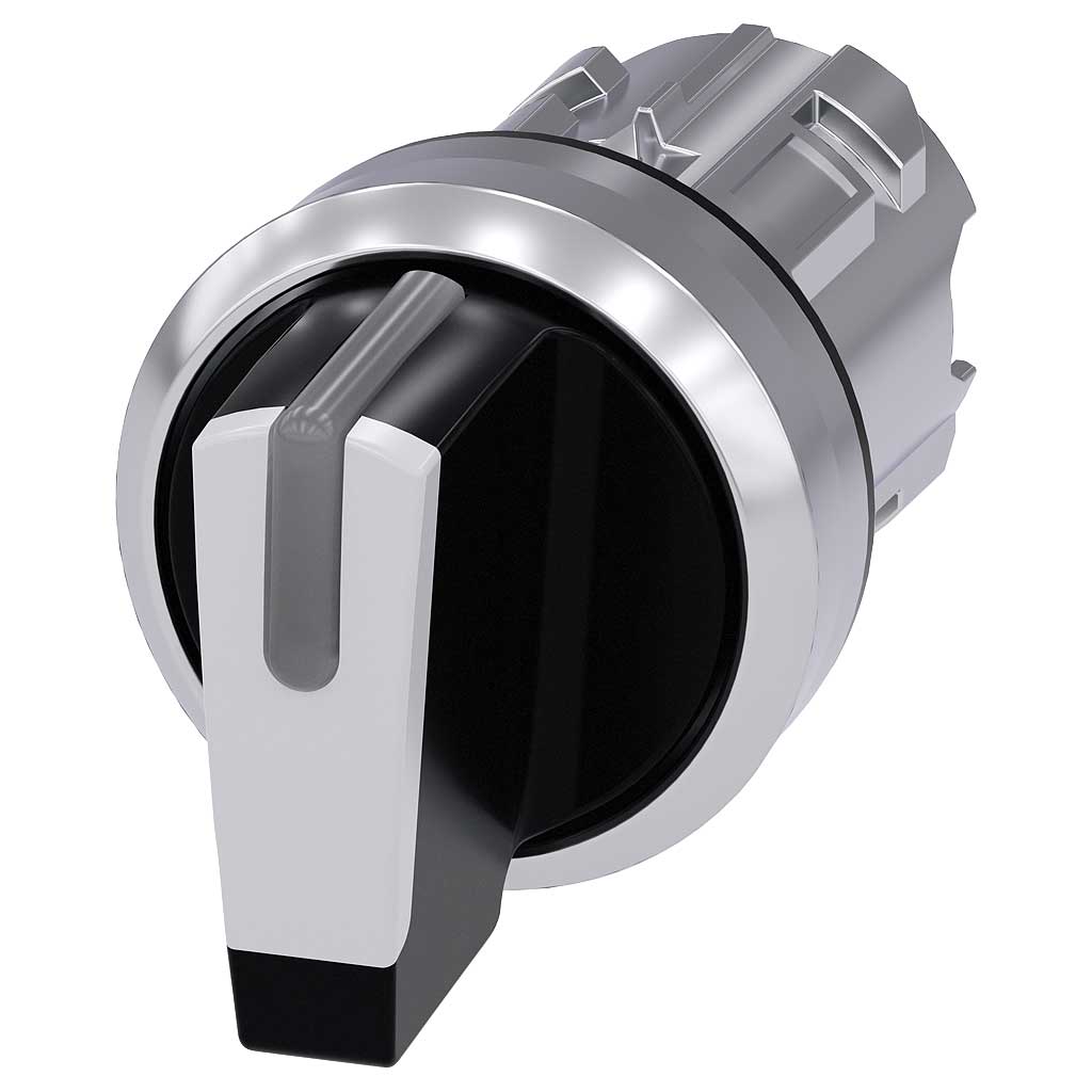 Cabeza selector 3SU, 22mm, metal, negro, selector