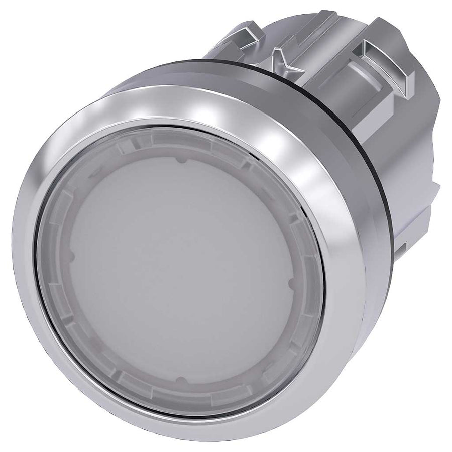 Cabeza pulsador 3SU, 22mm, metal, blanco, rasante
