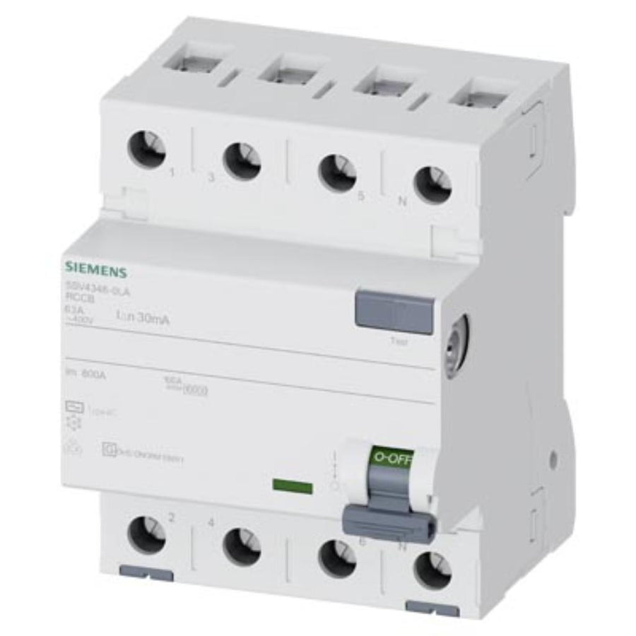 Interruptor diferencial, 4 polos, tipo AC, 400V, 63A, 30mA