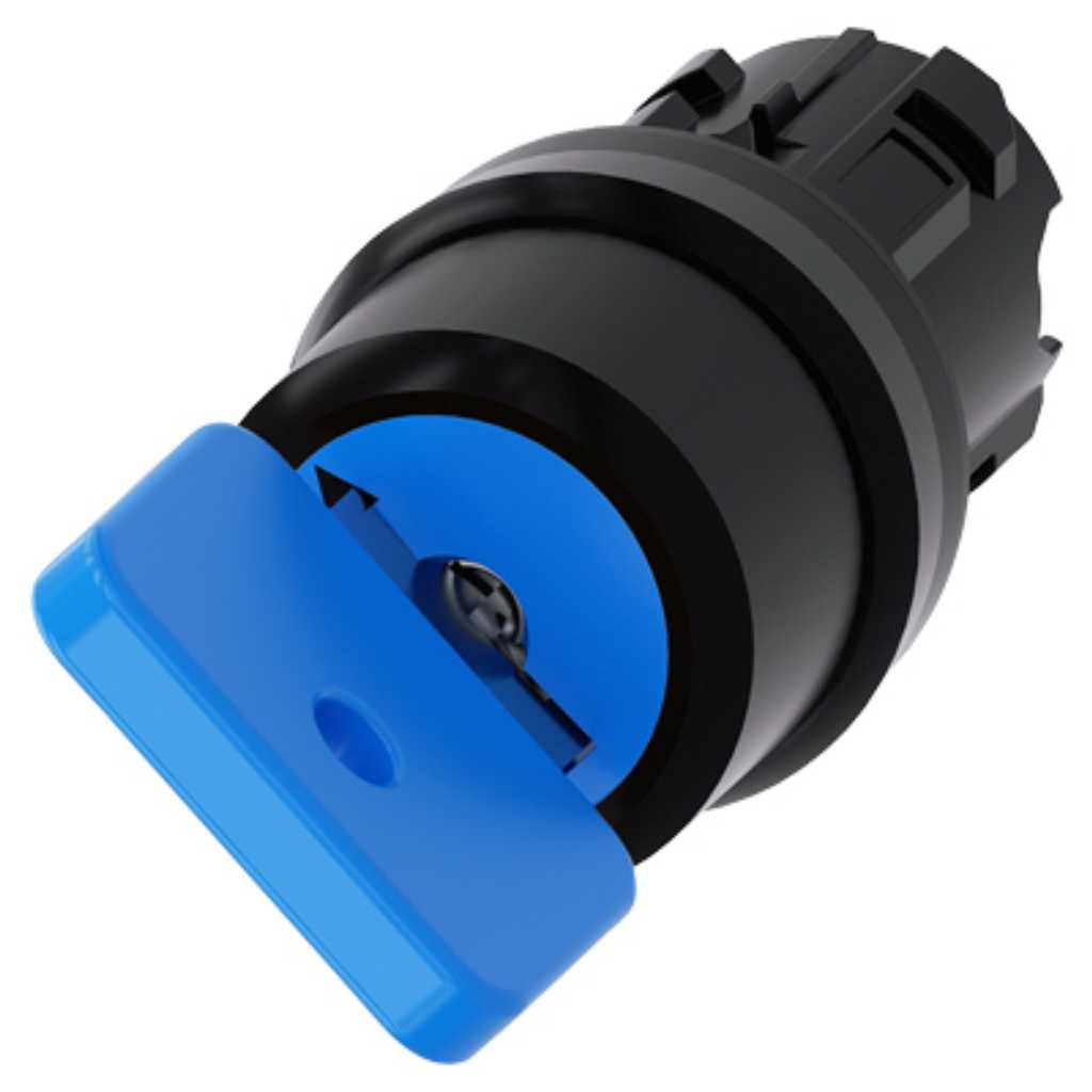 Cabeza llave 3SU, 22mm, plástico, azul, con llave
