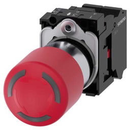 Pulsador 3SU, 22mm, metal, rojo, 1NC, resorte