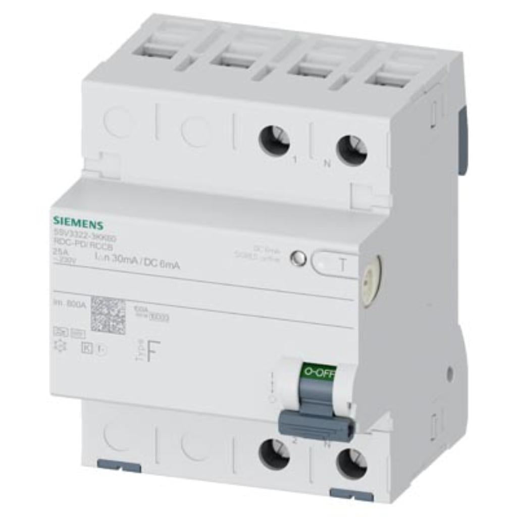 Interruptor diferencial, tipo F, 230V, 25A, 30mA