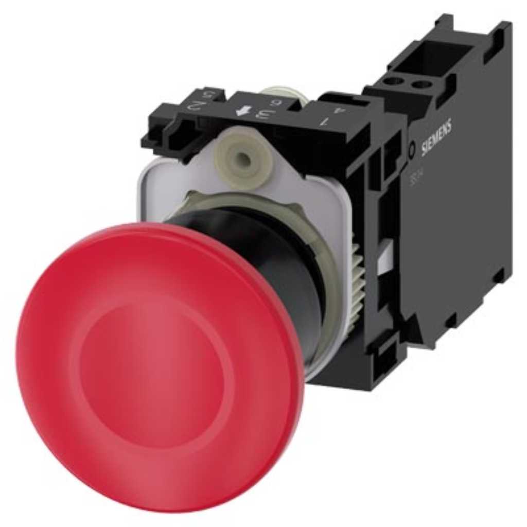 Pulsador 3SU, 22mm, plástico, rojo, 1NA+1NC, resorte