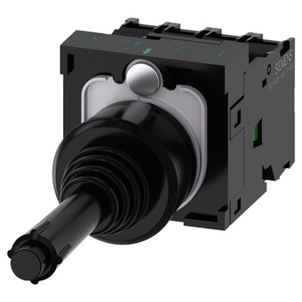 Pulsador 3SU, 22mm, plástico, negro, 1NA, tornillo