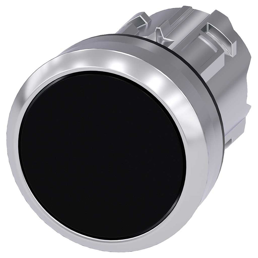 Cabeza pulsador 3SU, 22mm, metal, negro, rasante