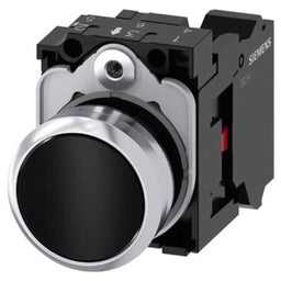 Cabeza pulsador 3SU, 22mm, metal, negro, rasante