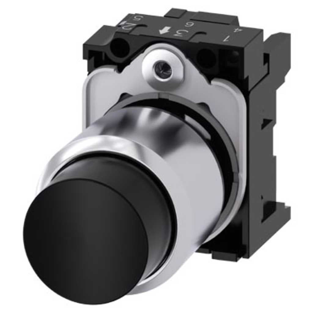 Pulsador 3SU, 12mm, metal, negro
