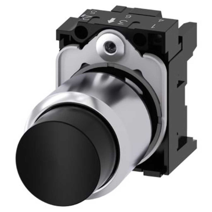 Pulsador 3SU, 12mm, metal, negro