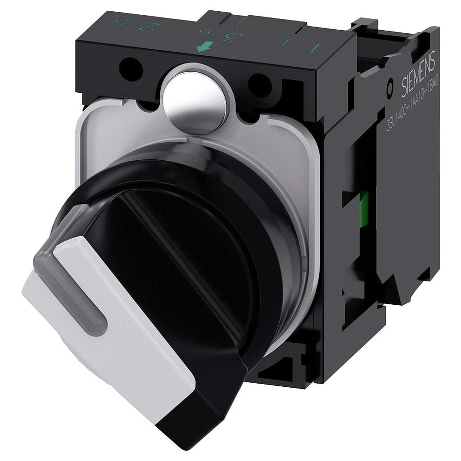 Selector 3SU, 22mm, plástico, blanco, 1NA, tornillo