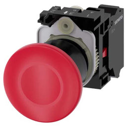 Pulsador 3SU, 22mm, plástico, rojo, 1NC, resorte