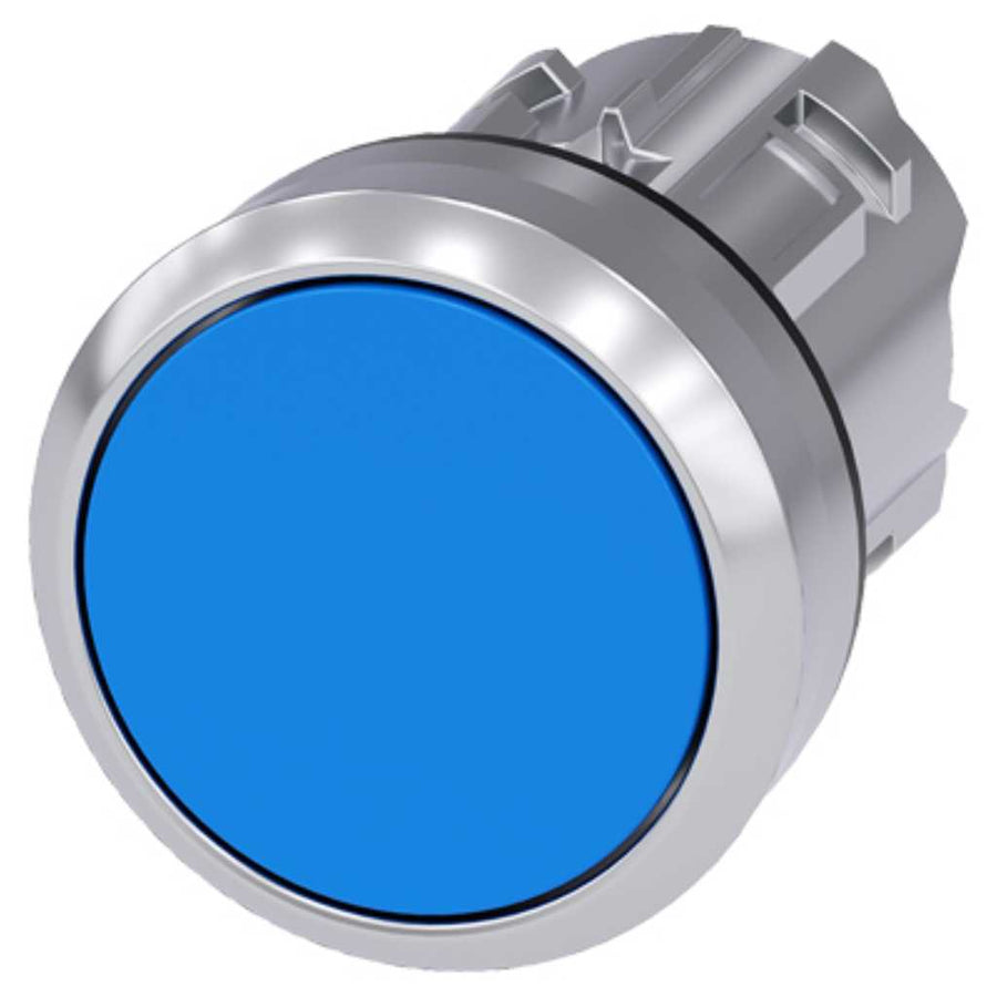 Cabeza pulsador 3SU, 22mm, metal, azul, rasante