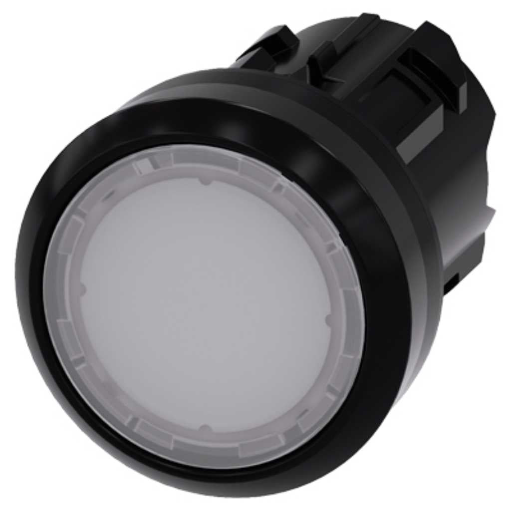 Cabeza pulsador 3SU, 22mm, plástico, blanco, rasante