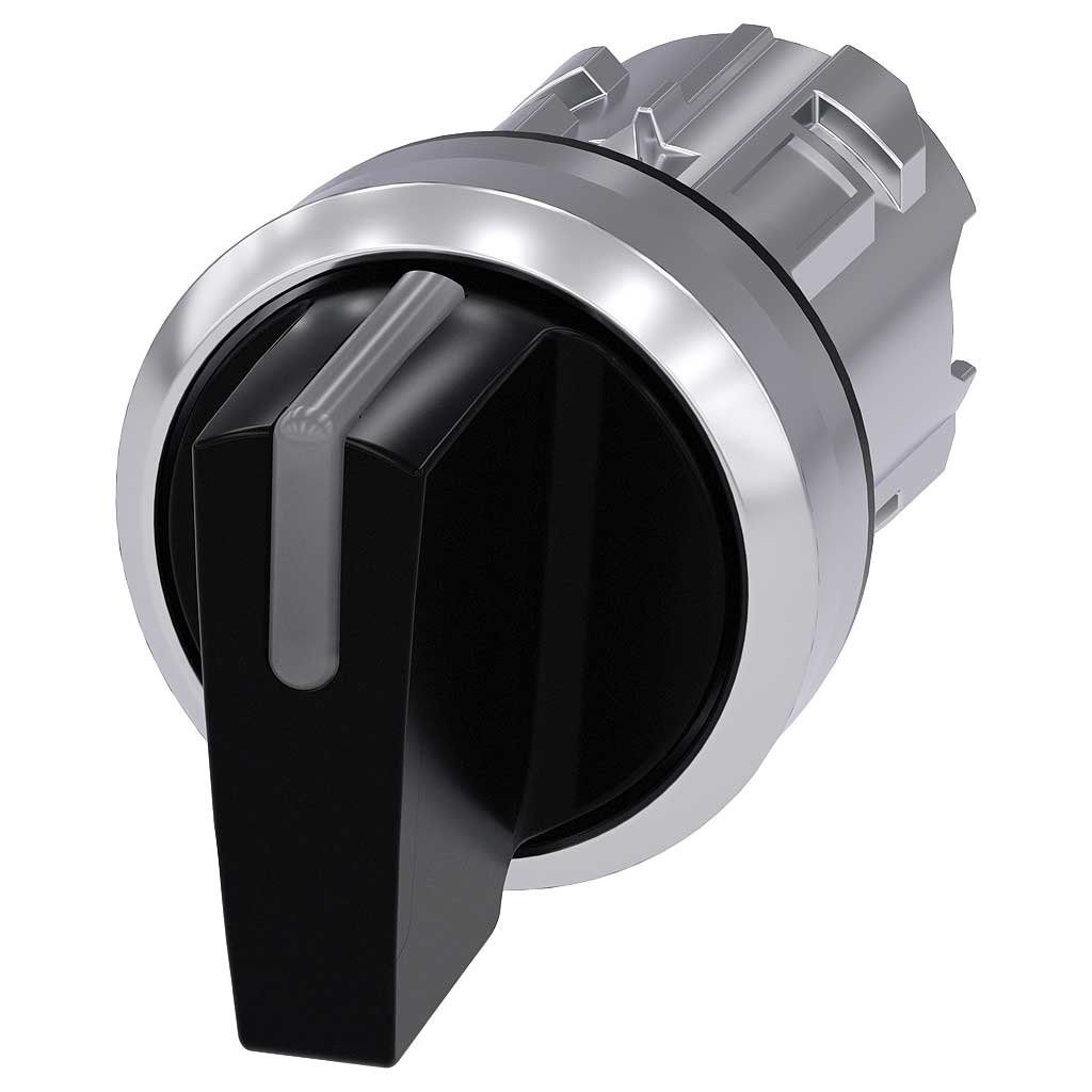 Cabeza selector 3SU, 22mm, metal, negro, selector