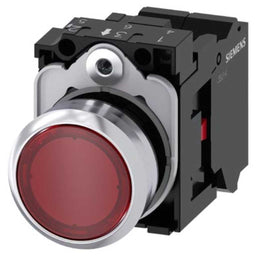 Pulsador 3SU, 22mm, metal, rojo, 1NC, resorte
