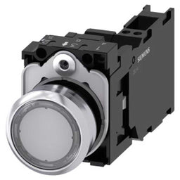 Pulsador 3SU, 22mm, metal, transparente, 1NA+1NC, resorte