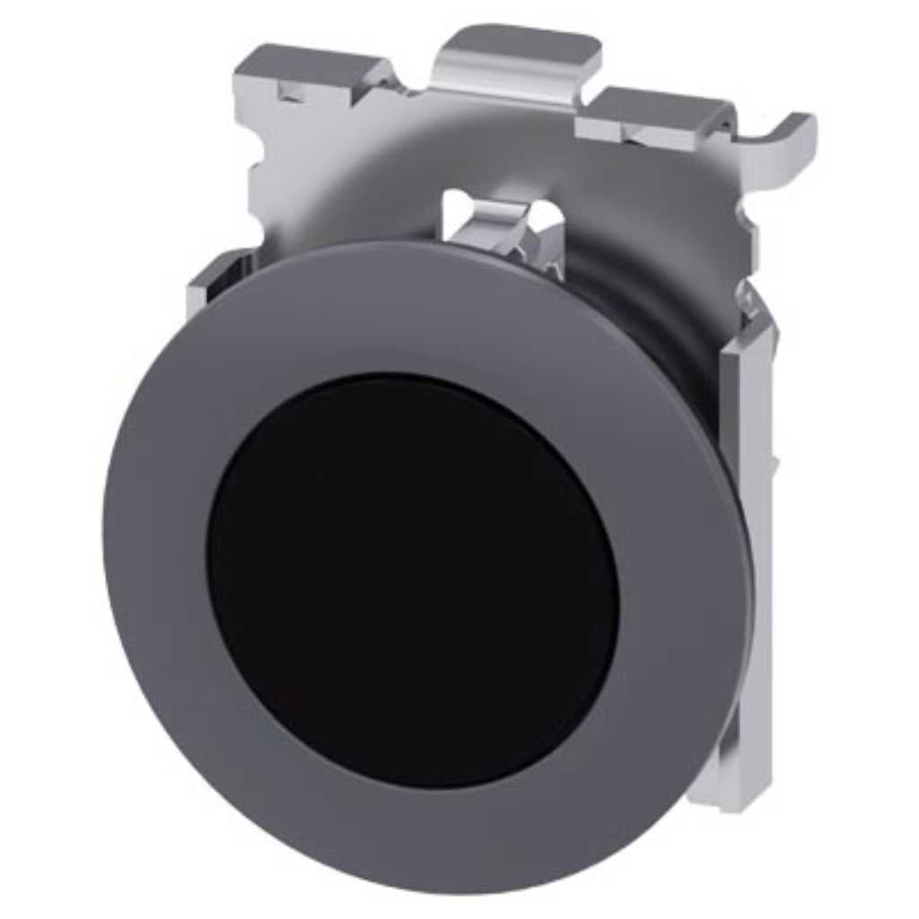 Cabeza pulsador 3SU, 30mm, metal, negro, rasante
