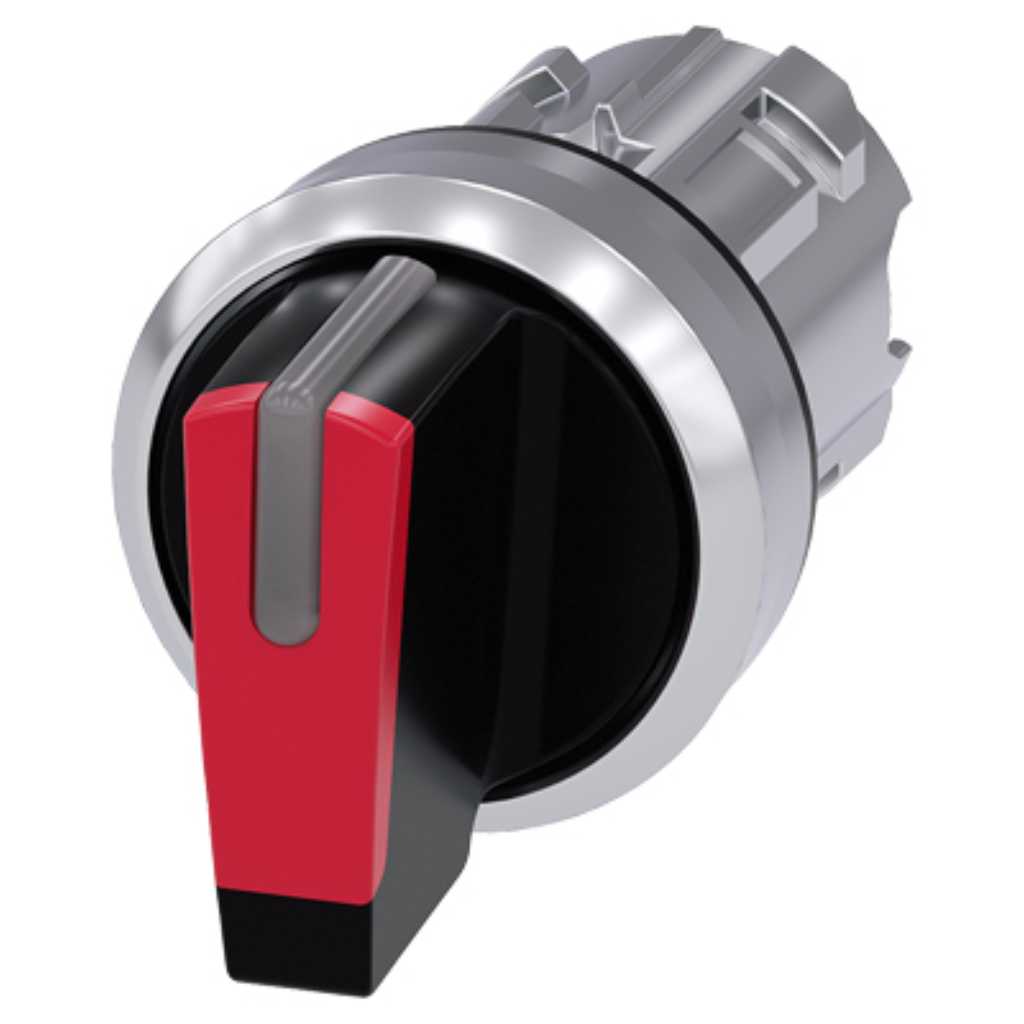 Cabeza selector 3SU, 22mm, metal, rojo, selector