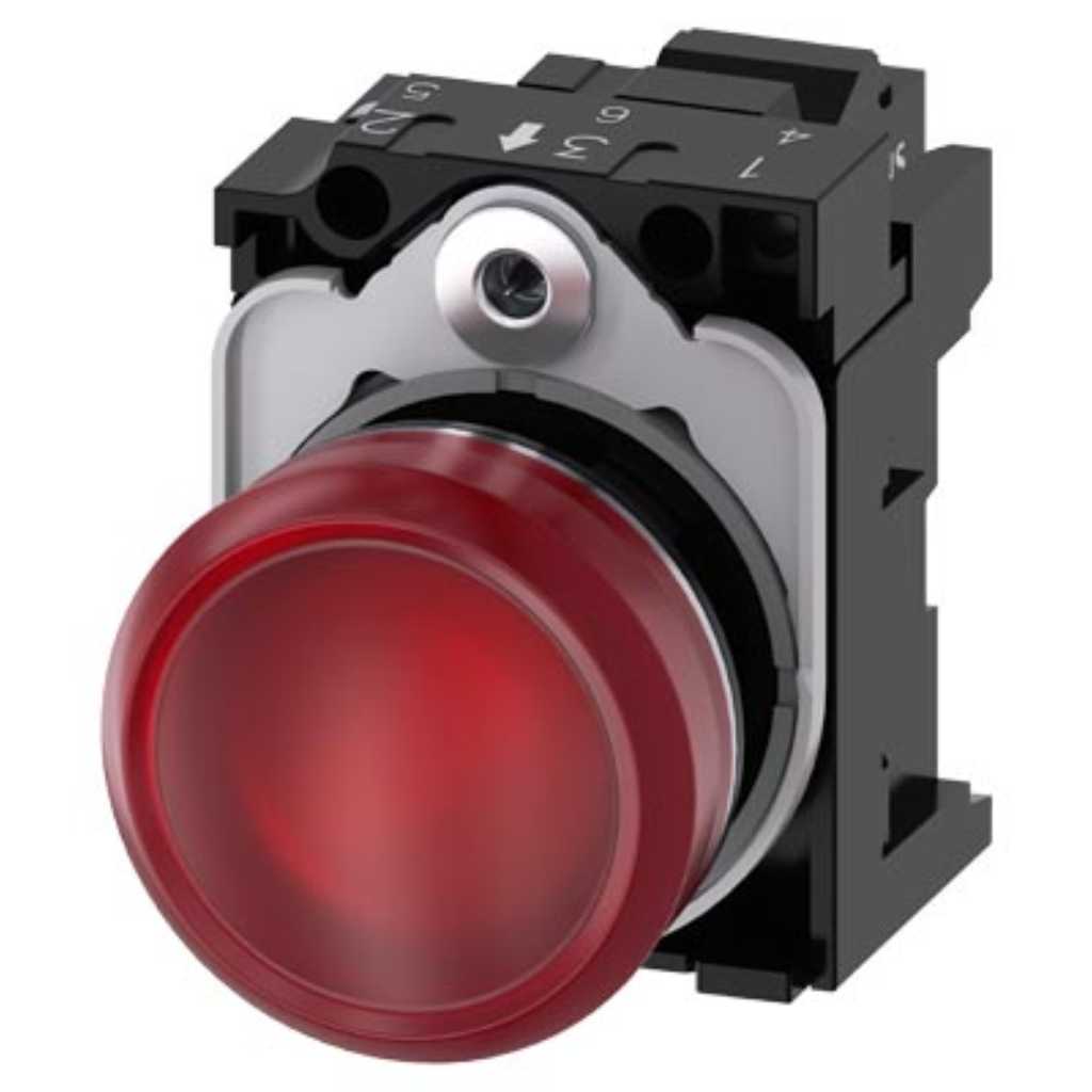 Pulsador 3SU, 22mm, metal, rojo, resorte