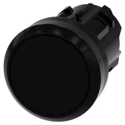 Cabeza pulsador 3SU, 22mm, plástico, negro, rasante