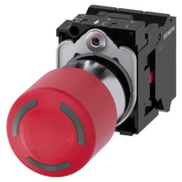 Pulsador 3SU, 22mm, metal, rojo, 1NC, resorte