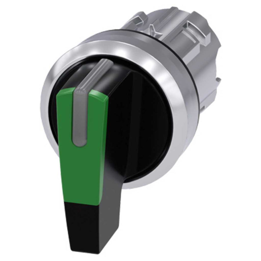 Cabeza selector 3SU, 22mm, metal, verde, selector