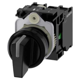 Selector 3SU, 22mm, plástico, negro, 1NA, tornillo