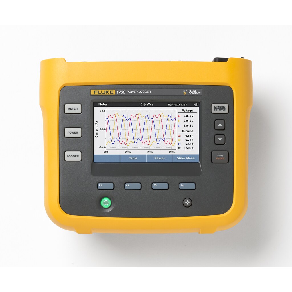 Registradore trifásico de calidad eléctrica 1738 de Fluke - Gold Edition
