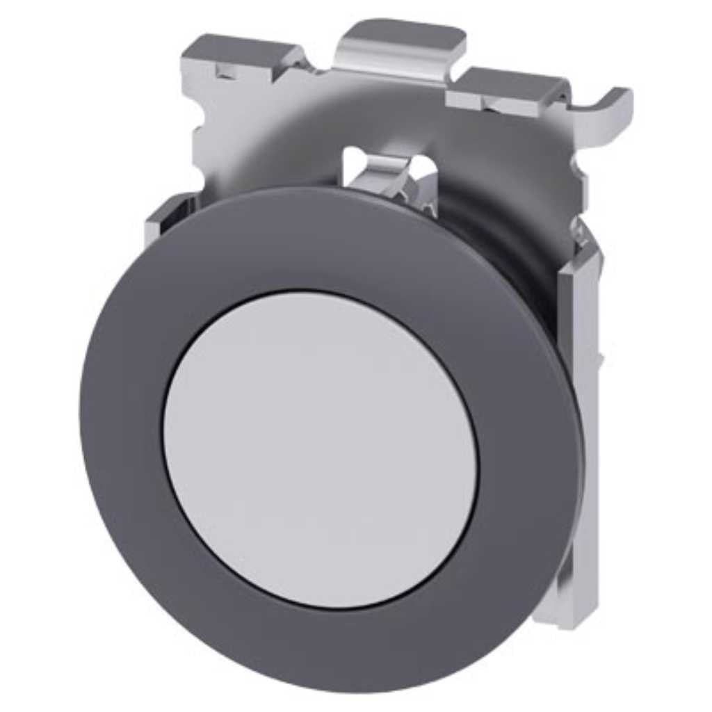 Cabeza pulsador 3SU, 30mm, metal, blanco, rasante