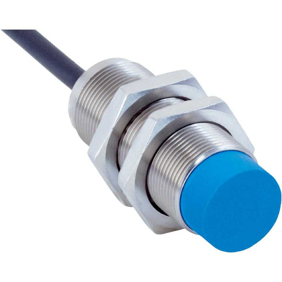 Inductivo IMX18, PNP NC, Sn=30 mm ultracorta, no enrasado, C.c. 3 hilos, cable 2 m