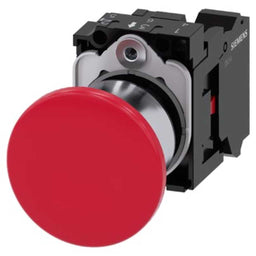Pulsador 3SU, 22mm, metal, rojo, 1NC, resorte