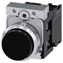 Pulsador 3SU, 22mm, metal, negro, 1NA, tornillo