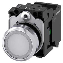 Pulsador 3SU, 22mm, metal, blanco, 1NA, resorte