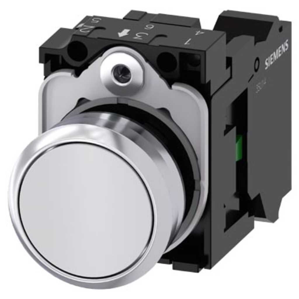 Pulsador 3SU, 22mm, metal, blanco, 1NA, resorte