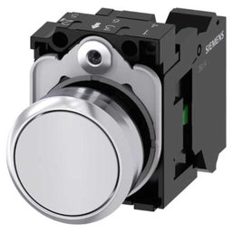 Pulsador 3SU, 22mm, metal, blanco, 1NA, resorte